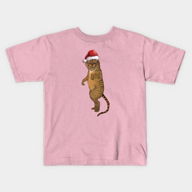 funny cat posing for Christmas cat person gift Kids T-Shirt by NIKA13